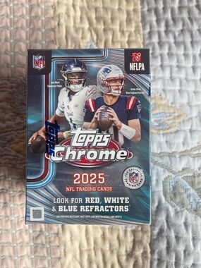 Topps Chrome Trading Card Box with Red White Blue Accents